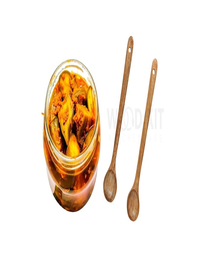 WOODKIT Neem Wood Pickle & Ghee Serving Spoon | Natural Antibacterial Wooden Spoon for Achar, Ghee, Oil & Condiments | Handmade Indian Kitchen Spoon | Eco-Friendly & Food Safe Set of 3 - Image 3